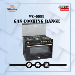 Welcome 5 Brass Burner Gas Cooking Range With Single Door Baking Oven WC-9999 - Black & Golden