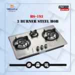 Welcome Hob Steel With 3 Burners And Round Grill 29 Inches HS-193 - Silver