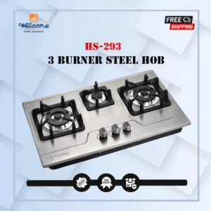 Welcome Hob Steel Square 3 Burner 29" Inches HS-293 - Silver
